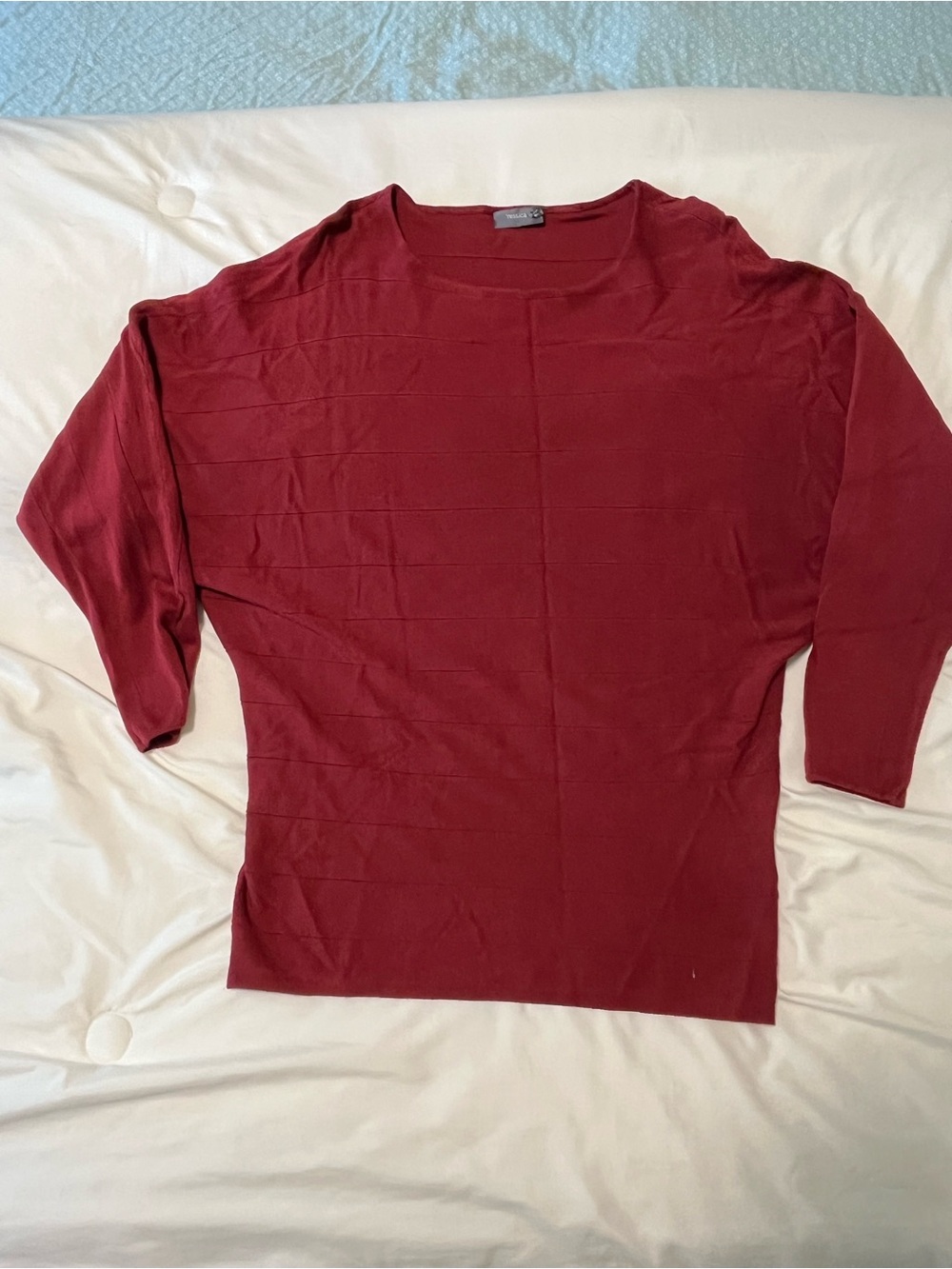 Messina Relaxed Boatneck Burgundy Knit Top Size Large